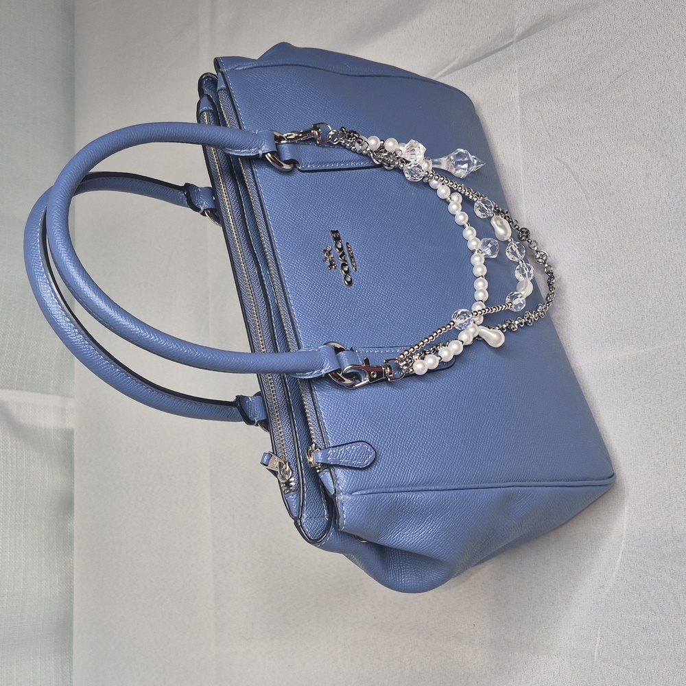 Coach Surry Blue Leather Double Top Zip Satchel 💙 (LIKE NEW) - Picture 4 of 17